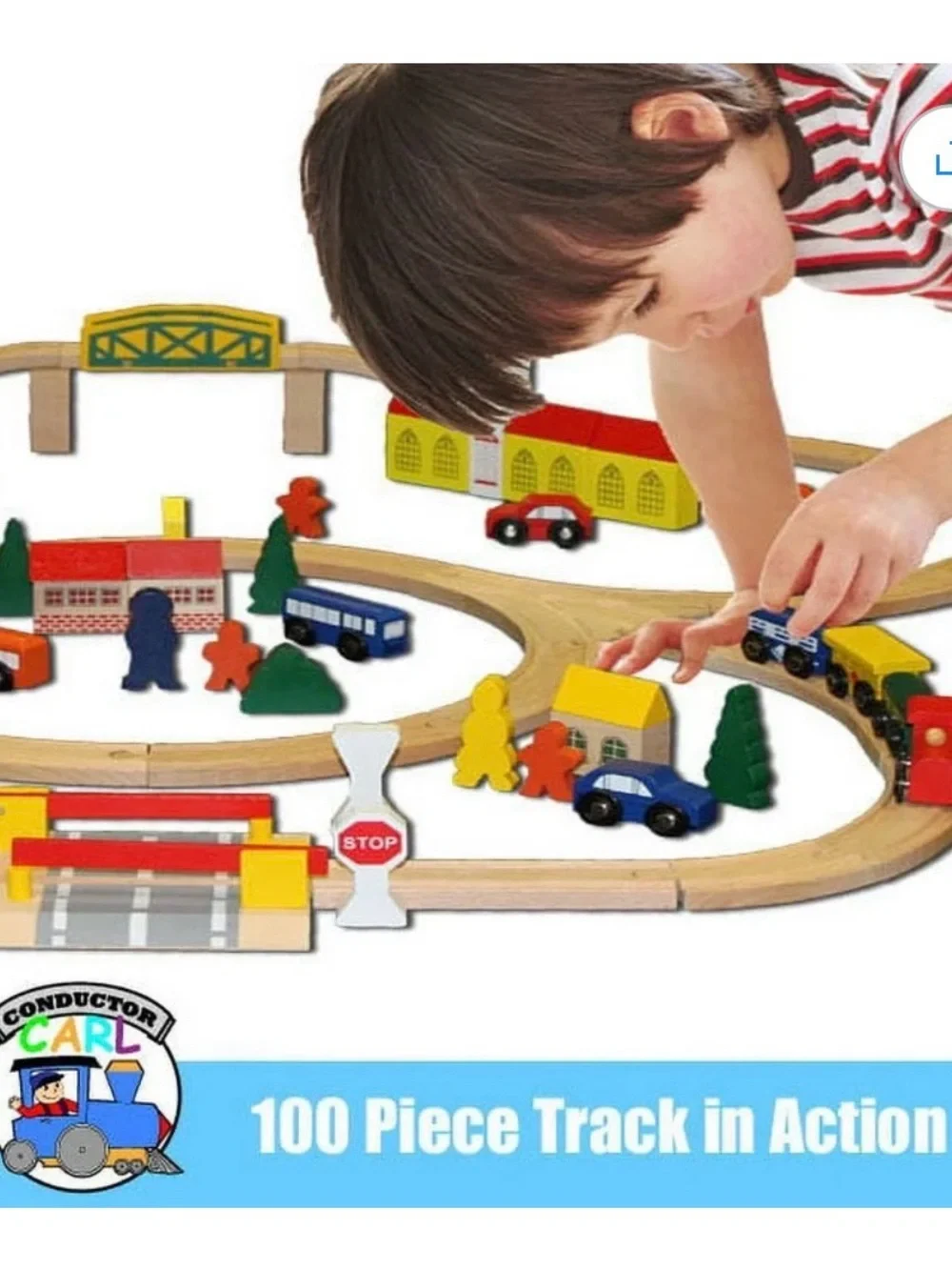 100-Piece Wooden Train Set - Multicolor